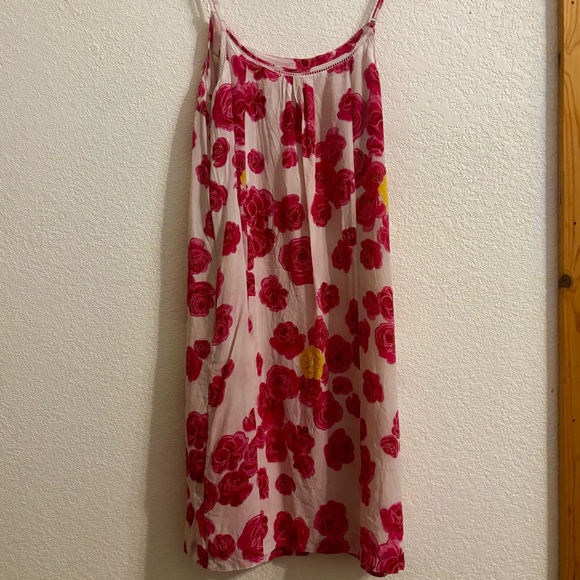 Moulinette Soeurs Pink Dress with Red & Yellow Rose Print - Picture 4 of 5